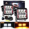 imageNilight 4 Inch LED Pod Lights Heated Lens with DRL 60 W Square Super Spot w 16AWG Wiring Harness Kit Offroad Anti Freeze Function Work Light for Truck UTV ATV SUV Jeep4 Inch Heated Lens LED Pod with Amber DRL