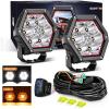 imageNilight LED Pod Lights with Amber DRL 4 Inch 30 W Hexagon Offroad Driving 2600 LM Super Spot Light 16 AWG Wiring Harness Kit for LED Auxiliary Work Lights for Truck UTV ATV SUV 4x44 Inch Pod Lights with Amber DRL