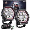 imageNilight LED Pod Lights with Amber DRL 4 Inch 30 W Hexagon Offroad Driving 2600 LM Super Spot Light 16 AWG Wiring Harness Kit for LED Auxiliary Work Lights for Truck UTV ATV SUV 4x44 Inch Pod Lights with White DRL