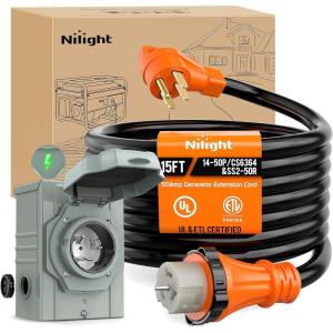 imageNilight 30A 25FT Generator Extension Cord Power Inlet Box with Locking Connector 125250V 7500W 10 Gauge STW ETL Listed 4 Prong L1430P L1430R Cable for Generator RV Outdoor Use50Amp generator cord wInlet Box
