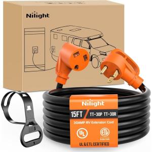 imageNilight 30A 25FT Generator Extension Cord Power Inlet Box with Locking Connector 125250V 7500W 10 Gauge STW ETL Listed 4 Prong L1430P L1430R Cable for Generator RV Outdoor Use30F30M