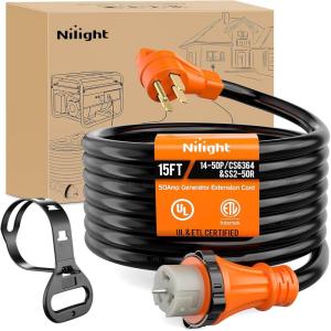 imageNilight 30A 25FT Generator Extension Cord Power Inlet Box with Locking Connector 125250V 7500W 10 Gauge STW ETL Listed 4 Prong L1430P L1430R Cable for Generator RV Outdoor Use50Amp 4Prong Twist Lock