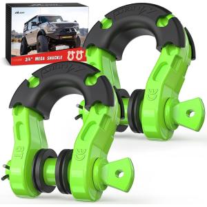 imageNilight 34quot D Ring Shackle with Towing Pulley 2 Pack 475 Ton 9500 Lbs 78quot Pin Heavy Duty Off Road Recovery Shackle with Isolators Washer Kit for Jeep Truck Tractor Vehicle ATV UTV GreenGreen31 Ton