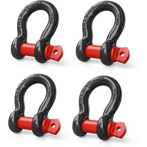imageNilight 34quot D Ring Shackle with Towing Pulley 2 Pack 475 Ton 9500 Lbs 78quot Pin Heavy Duty Off Road Recovery Shackle with Isolators Washer Kit for Jeep Truck Tractor Vehicle ATV UTV Green58 Shackles 4Pcs