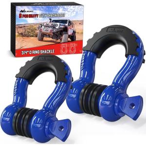 imageNilight 34quot D Ring Shackle with Towing Pulley 2 Pack 475 Ton 9500 Lbs 78quot Pin Heavy Duty Off Road Recovery Shackle with Isolators Washer Kit for Jeep Truck Tractor Vehicle ATV UTV GreenBlue