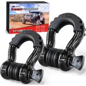 imageNilight 34quot D Ring Shackle with Towing Pulley 2 Pack 475 Ton 9500 Lbs 78quot Pin Heavy Duty Off Road Recovery Shackle with Isolators Washer Kit for Jeep Truck Tractor Vehicle ATV UTV GreenBlack