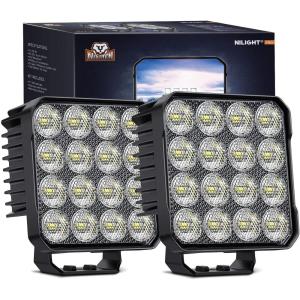 imageNilight 44Inch Led Pods 2PCS 48W 4780LM Work Lights Builtin EMC 90 Flood Beam Angle for Offroad Lights Side Light Rear BackUp Light for Tractor Truck Motorcycle Boat ATV UTV2Pcs 44Inch Led Pods Square