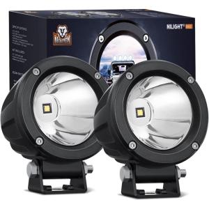 imageNilight Motorcycle Led Pods Amber Fog Lights 2PCS 3Inch Yellow Round led Offroad Builtin EMC Driving Lights w 18AWG DT Wiring Harness Kit for Motorbike SUV ATV Truck Boat Tractor2Pcs White Lights