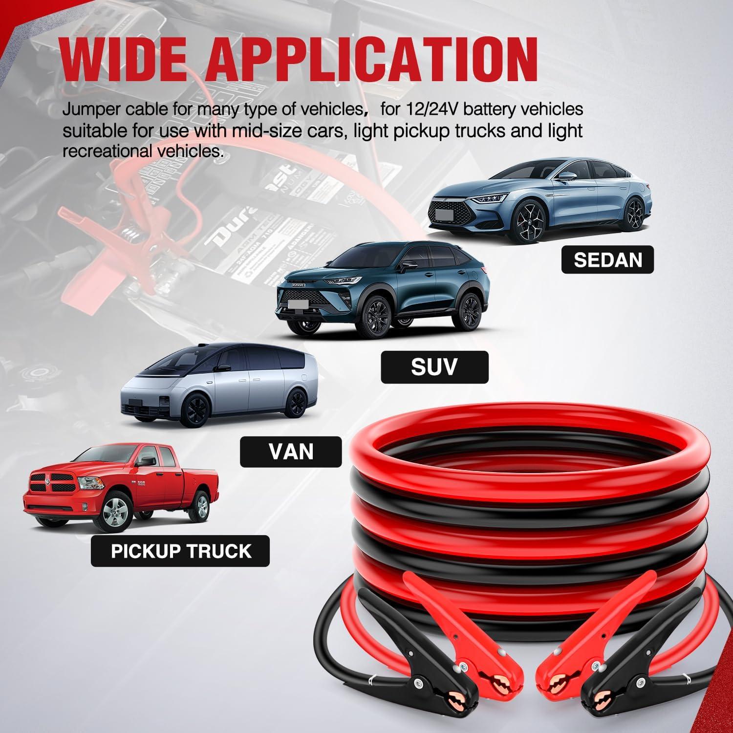 imageNilight Jumper Cables for Car Battery 0 Gauge 20 FT Booster Cable Heavy Duty 1000 A CCA with Carrying Bag Jump Start Emergency Kit Pickup Truck RV Vans SUV2 Guage 16 FT