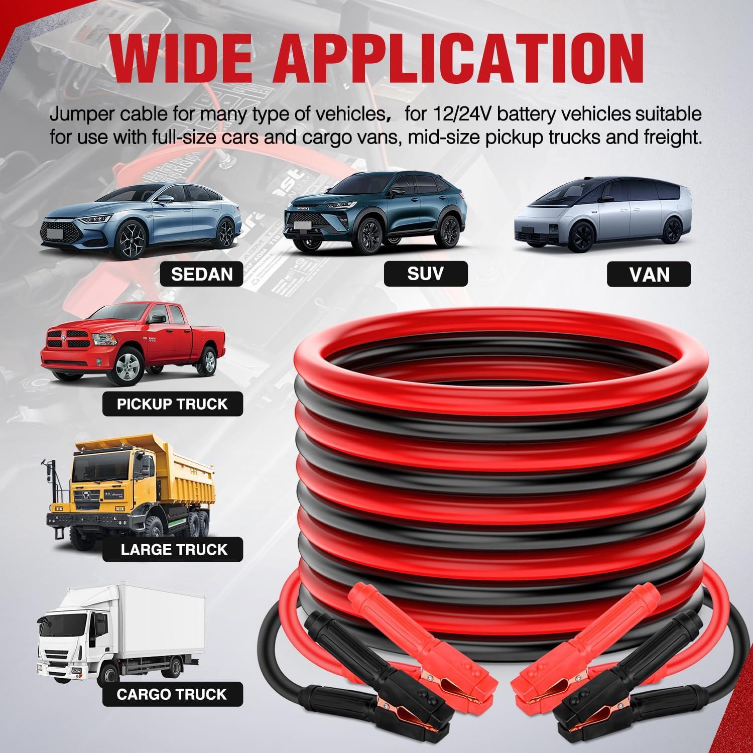 imageNilight Jumper Cables for Car Battery 0 Gauge 20 FT Booster Cable Heavy Duty 1000 A CCA with Carrying Bag Jump Start Emergency Kit Pickup Truck RV Vans SUV0 Guage 30 FT