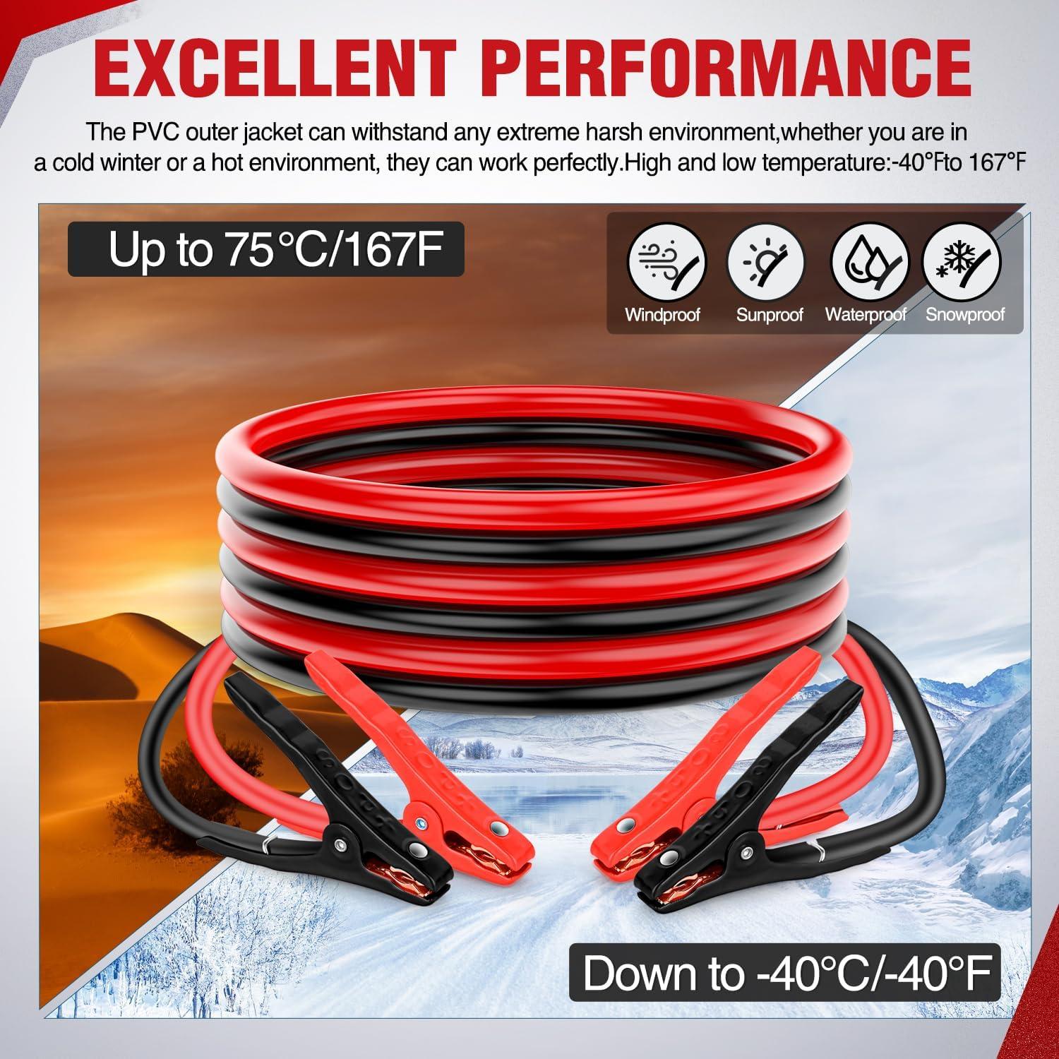 imageNilight Jumper Cables for Car Battery 0 Gauge 20 FT Booster Cable Heavy Duty 1000 A CCA with Carrying Bag Jump Start Emergency Kit Pickup Truck RV Vans SUV10 Guage 12 FT