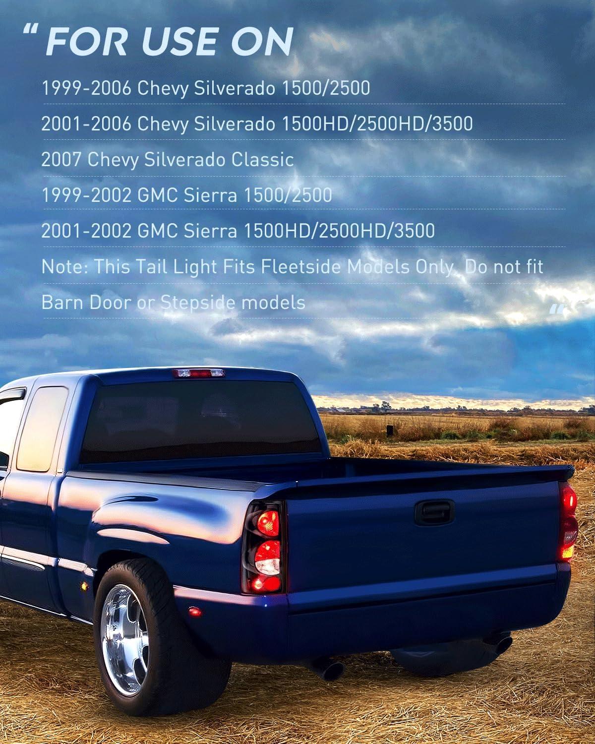 imageNilight Taillight Assembly Compatible with 1999 2000 2001 2002 2003 2004 2005 2006 2007 Chevy Silverado 19992002 GMC Sierra Rear Lamp Classic Body OE Style Chrome Housing Clear Lensblack
