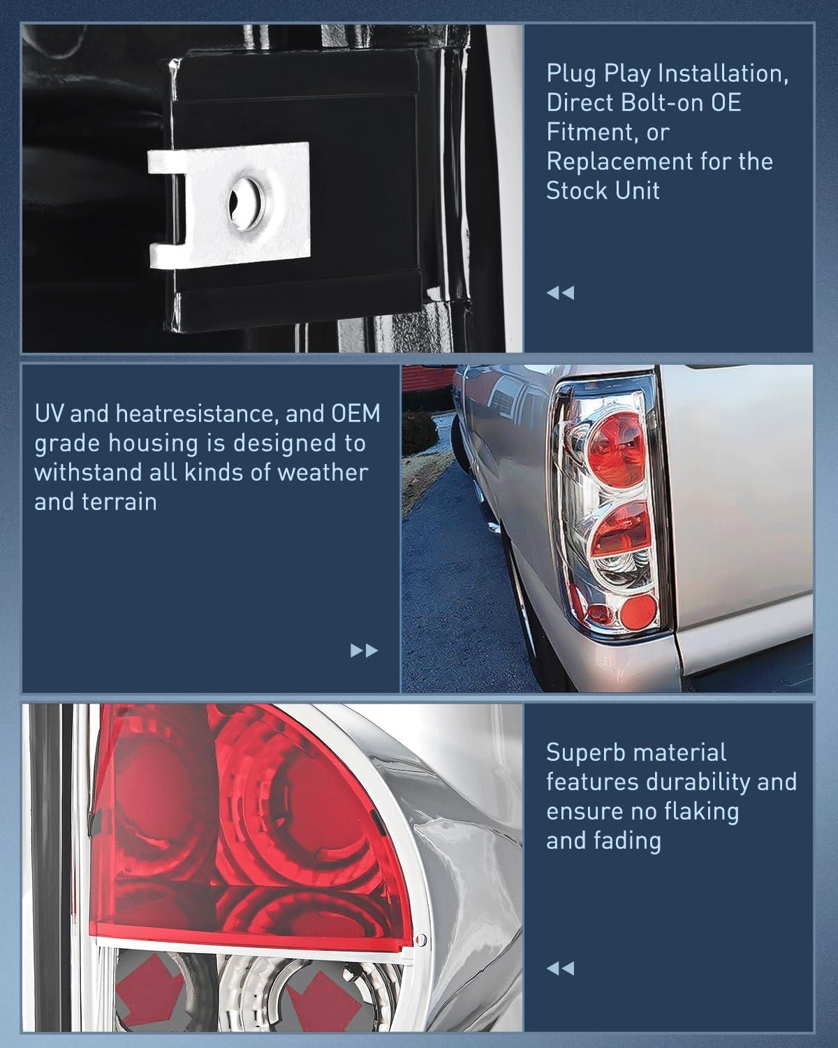 imageNilight Taillight Assembly Compatible with 1999 2000 2001 2002 2003 2004 2005 2006 2007 Chevy Silverado 19992002 GMC Sierra Rear Lamp Classic Body OE Style Chrome Housing Clear LensChrome