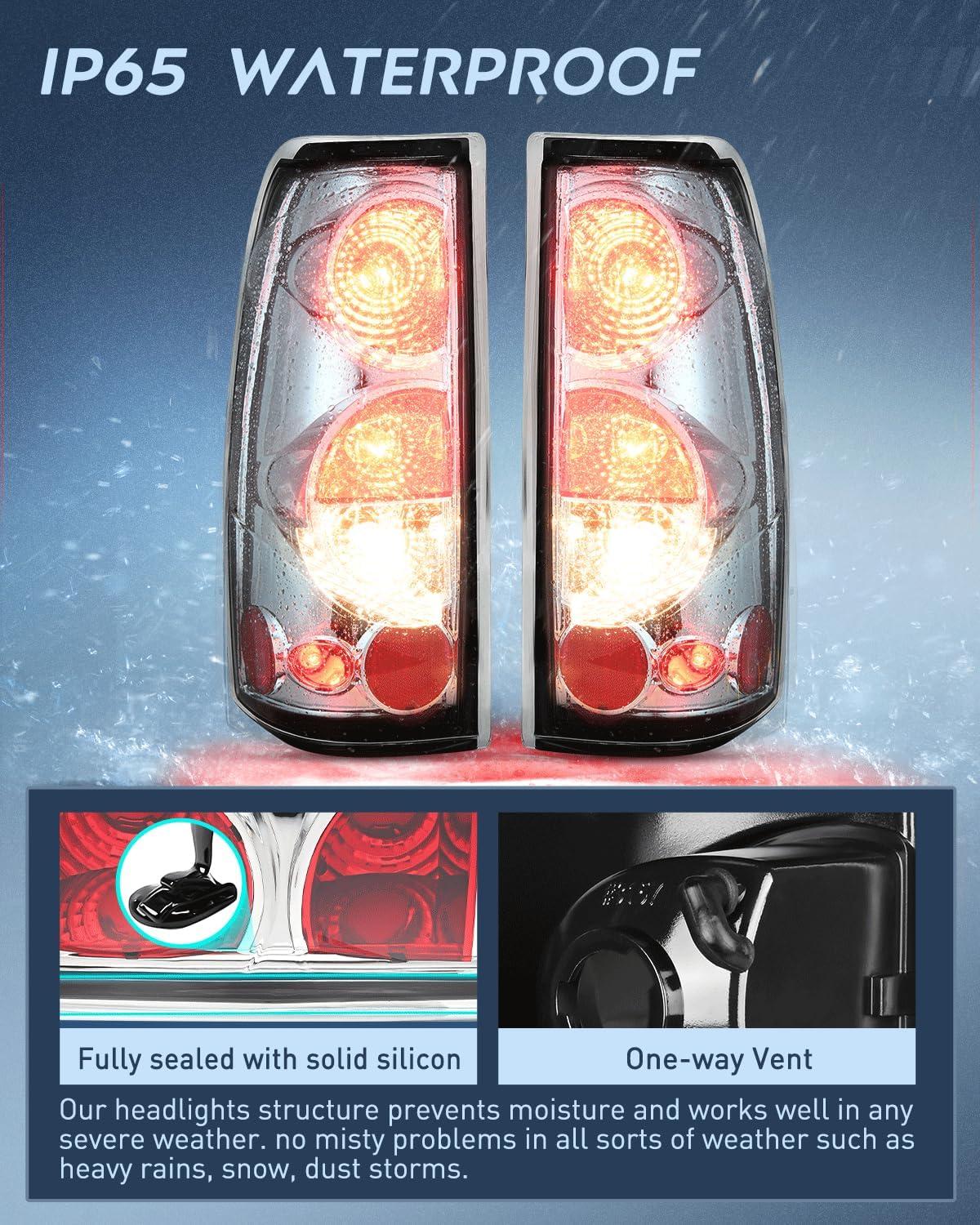 imageNilight Taillight Assembly Compatible with 1999 2000 2001 2002 2003 2004 2005 2006 2007 Chevy Silverado 19992002 GMC Sierra Rear Lamp Classic Body OE Style Chrome Housing Clear LensChrome