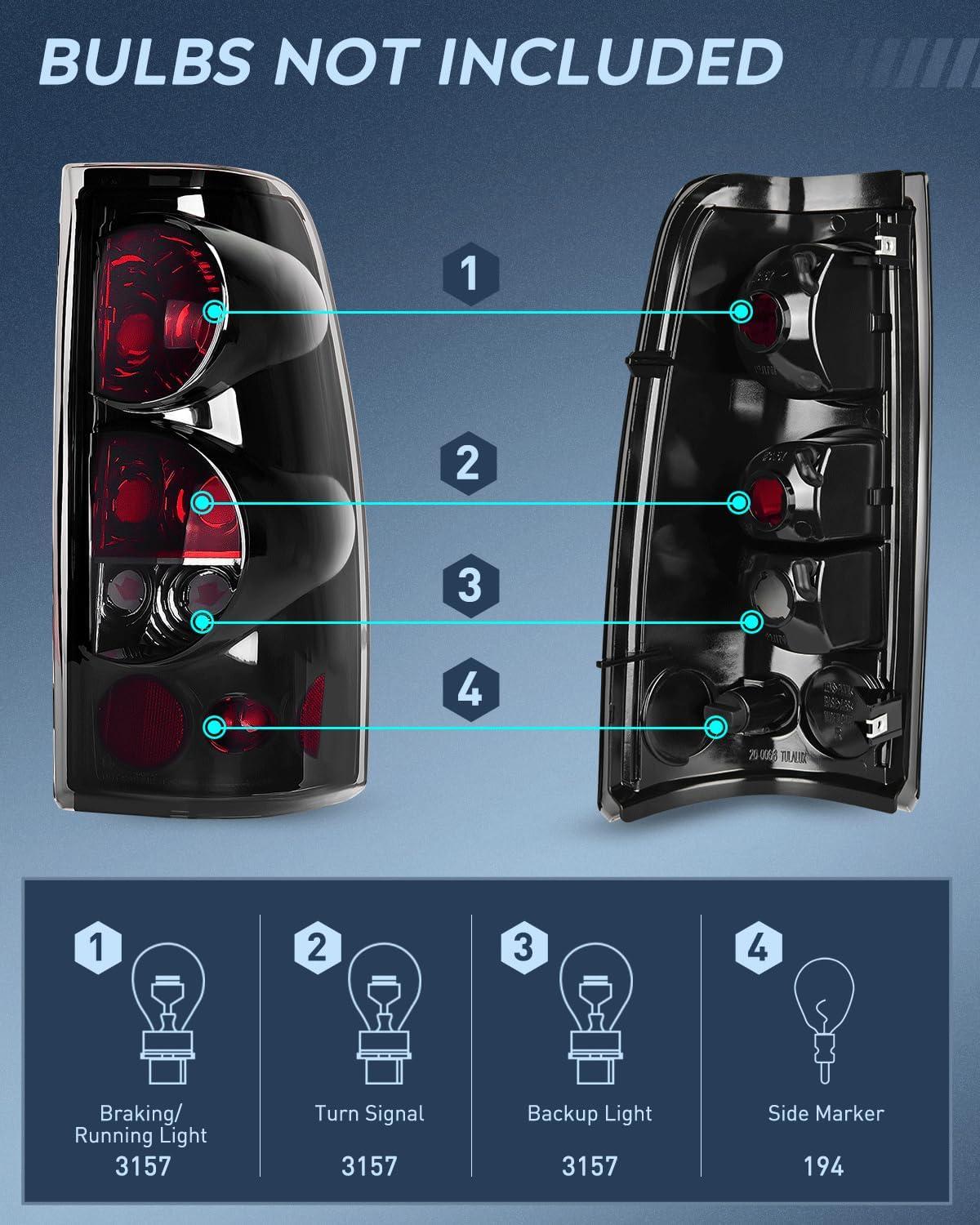 imageNilight Taillight Assembly Compatible with 1999 2000 2001 2002 2003 2004 2005 2006 2007 Chevy Silverado 19992002 GMC Sierra Rear Lamp Classic Body OE Style Chrome Housing Clear LensSmoke Lens