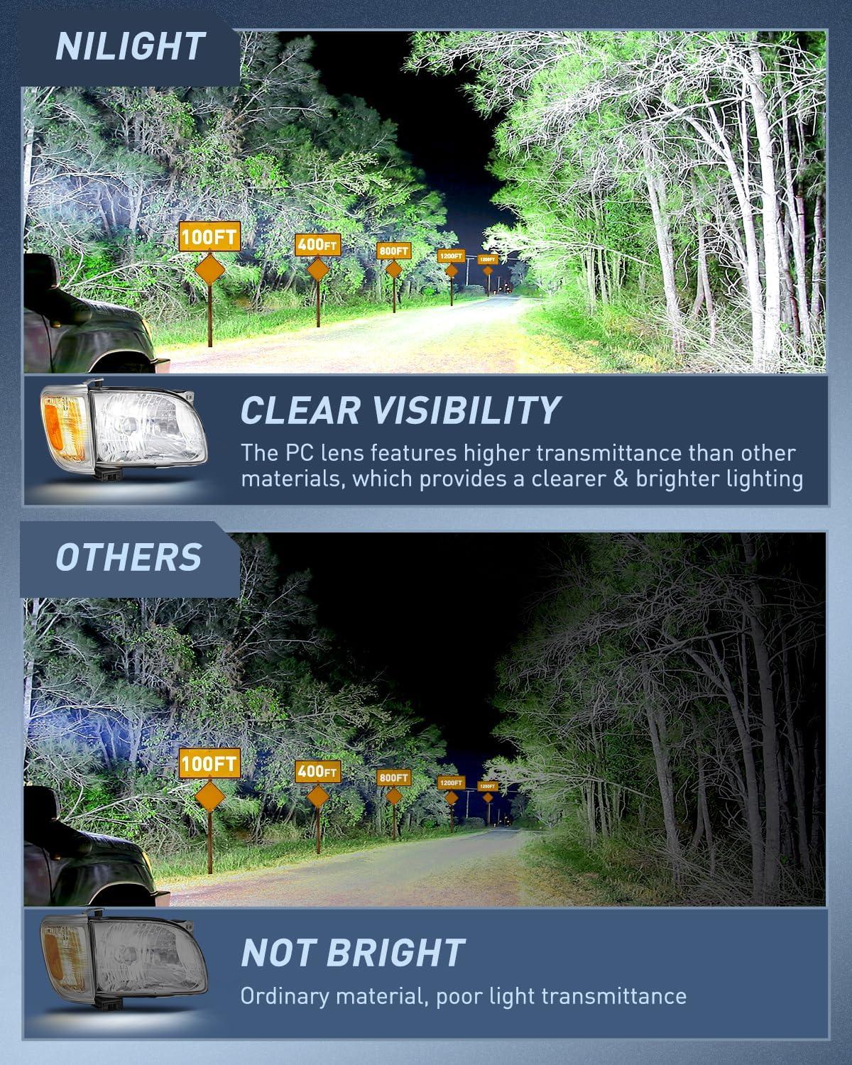 imageNilight Taillight Assembly Compatible with 2001 2002 2003 2004 Toyota Tacoma Rear Lamp Replacement OE Style Driver SideChrome Housing Amber Reflector