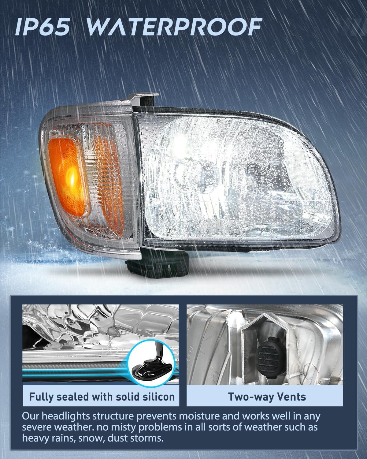 imageNilight Taillight Assembly Compatible with 2001 2002 2003 2004 Toyota Tacoma Rear Lamp Replacement OE Style Driver SideChrome Housing Amber Reflector