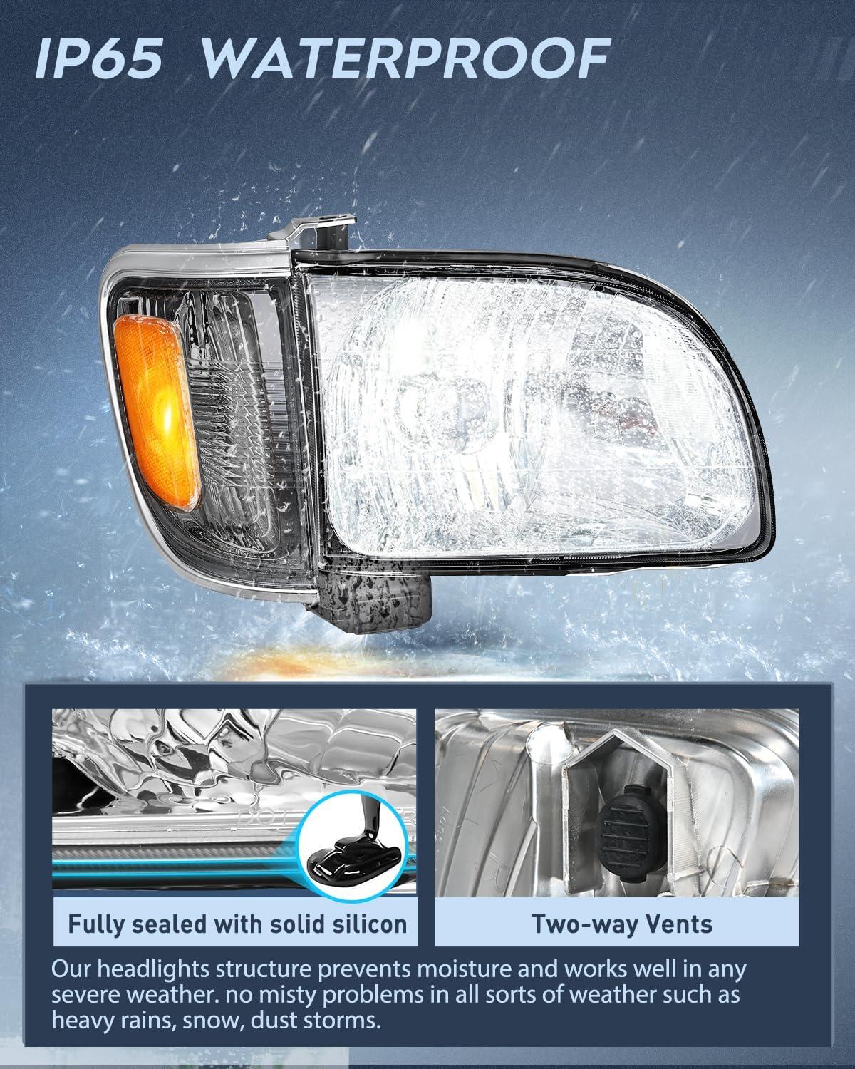 imageNilight Taillight Assembly Compatible with 2001 2002 2003 2004 Toyota Tacoma Rear Lamp Replacement OE Style Driver SideChrome Housing Amber ReflectorSmoke Lens