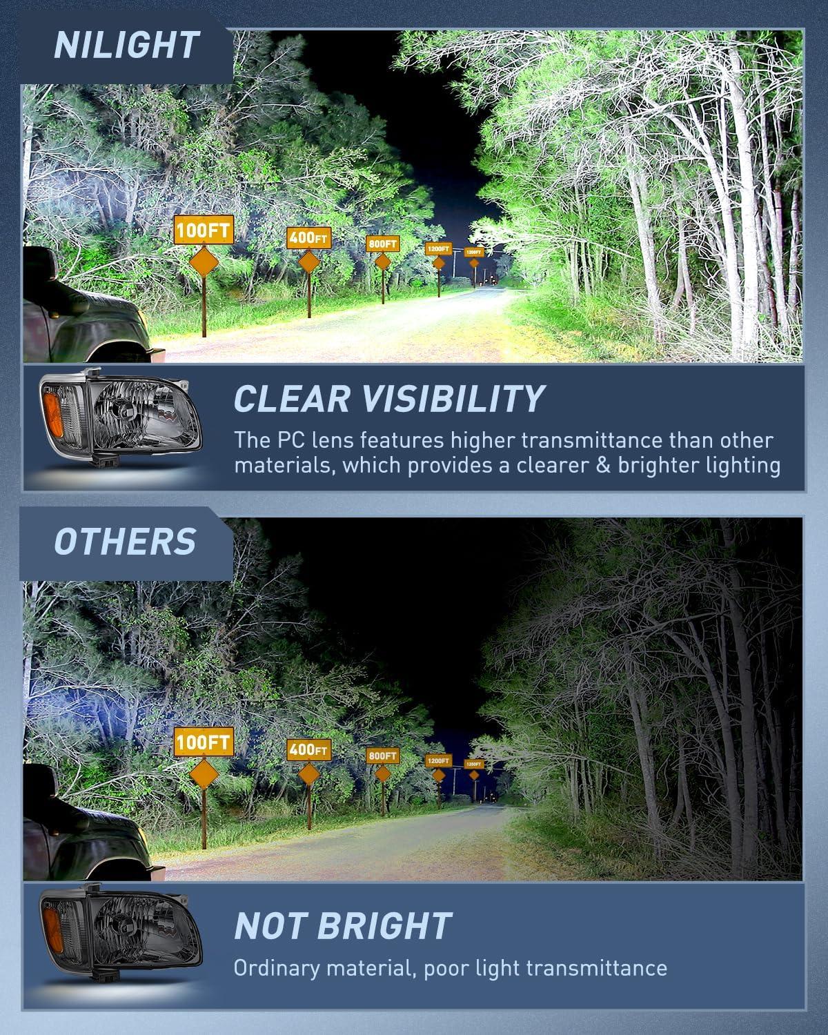 imageNilight Taillight Assembly Compatible with 2001 2002 2003 2004 Toyota Tacoma Rear Lamp Replacement OE Style Driver SideChrome Housing Amber ReflectorSmoke Lens