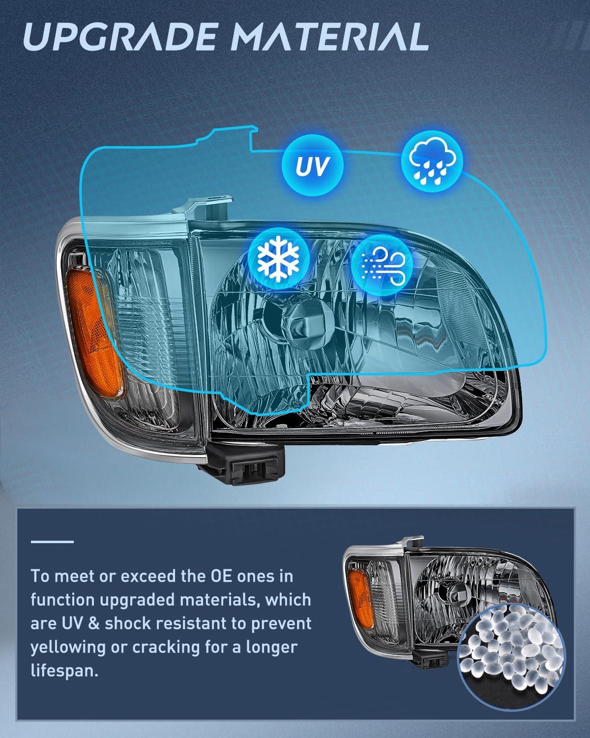 imageNilight Taillight Assembly Compatible with 2001 2002 2003 2004 Toyota Tacoma Rear Lamp Replacement OE Style Driver SideChrome Housing Amber ReflectorSmoke Lens