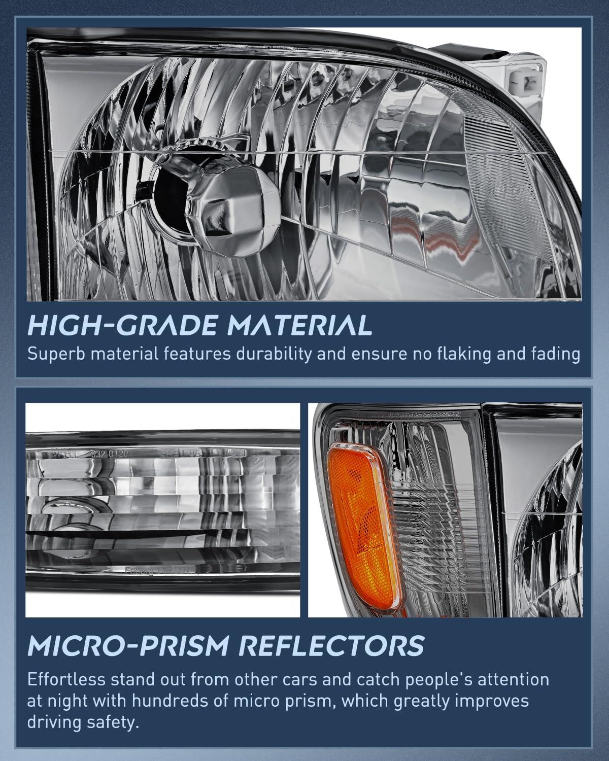 imageNilight Taillight Assembly Compatible with 2001 2002 2003 2004 Toyota Tacoma Rear Lamp Replacement OE Style Driver SideChrome Housing Amber ReflectorSmoke Lens