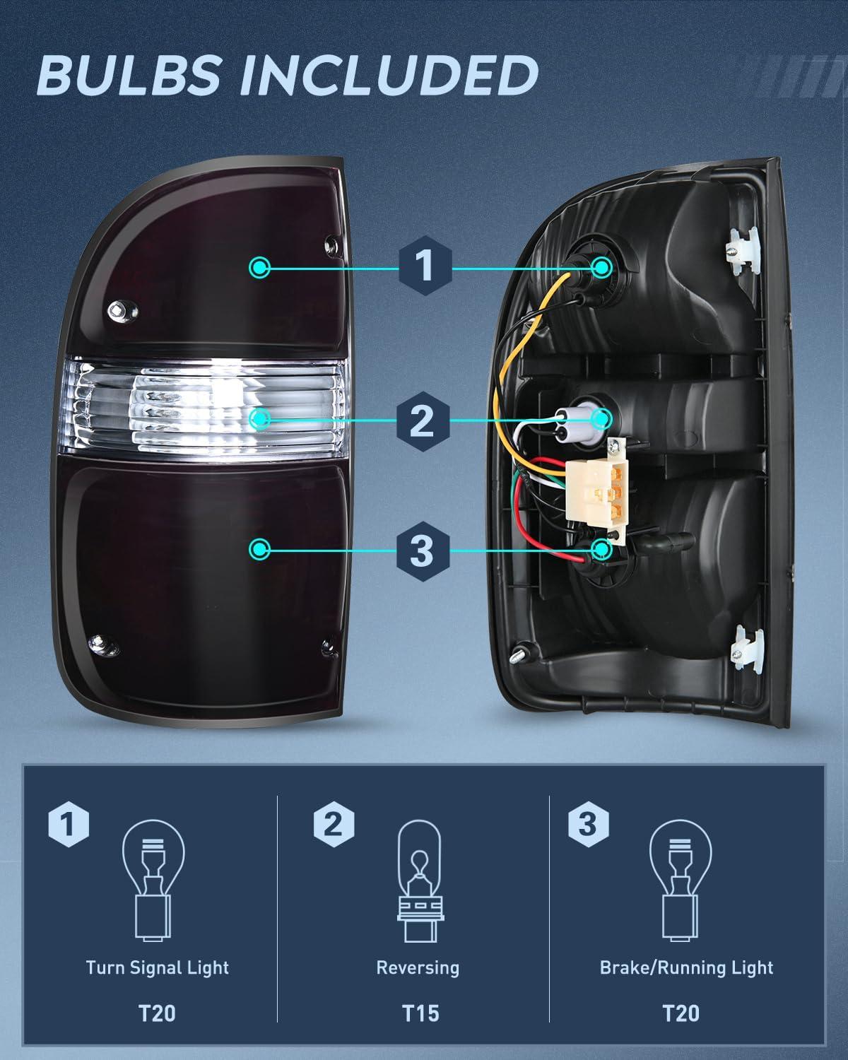 imageNilight Taillight Assembly Compatible with 2001 2002 2003 2004 Toyota Tacoma Rear Lamp Replacement OE Style Driver SideDark RedDriver