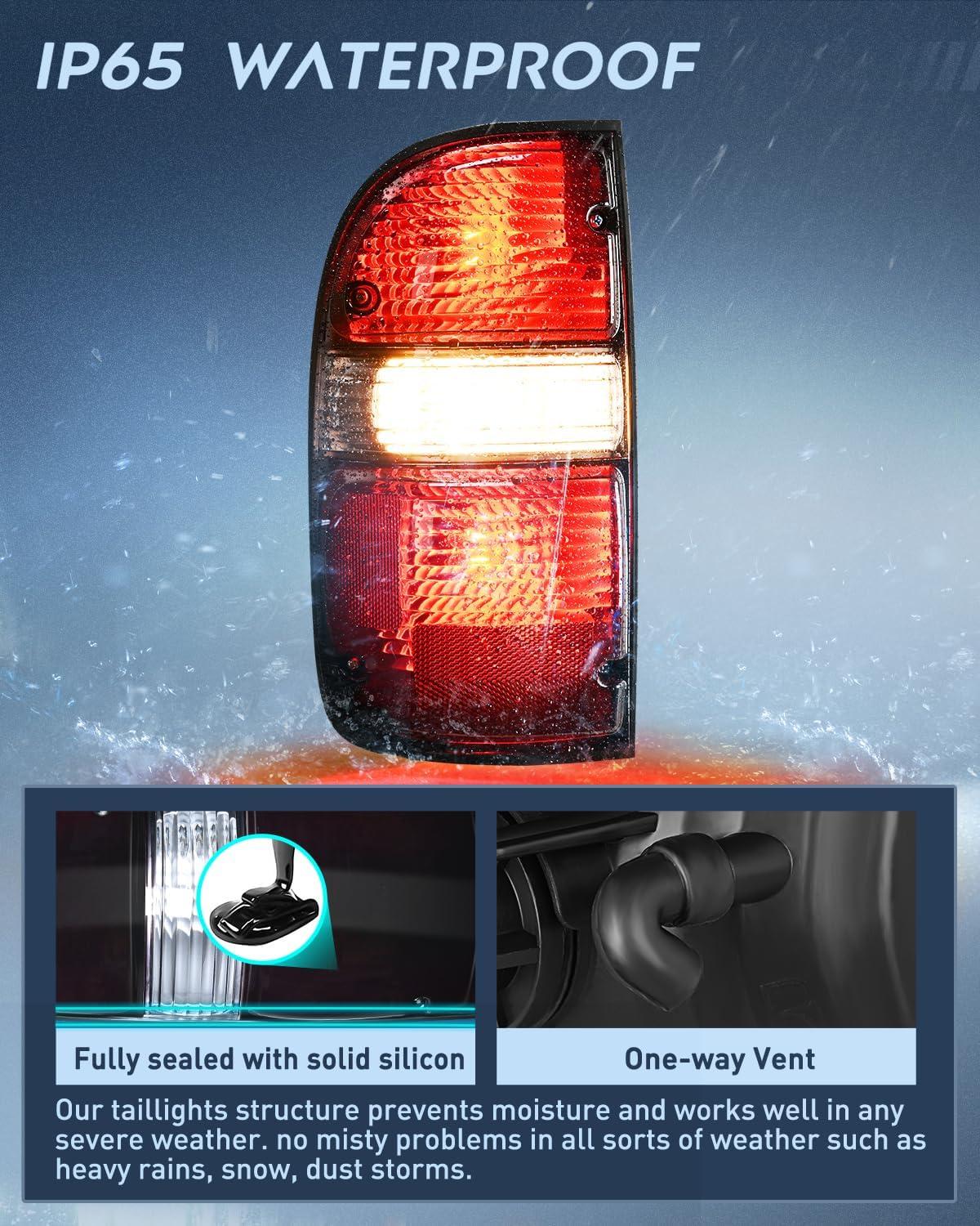 imageNilight Taillight Assembly Compatible with 2001 2002 2003 2004 Toyota Tacoma Rear Lamp Replacement OE Style Driver SideDark RedDriver