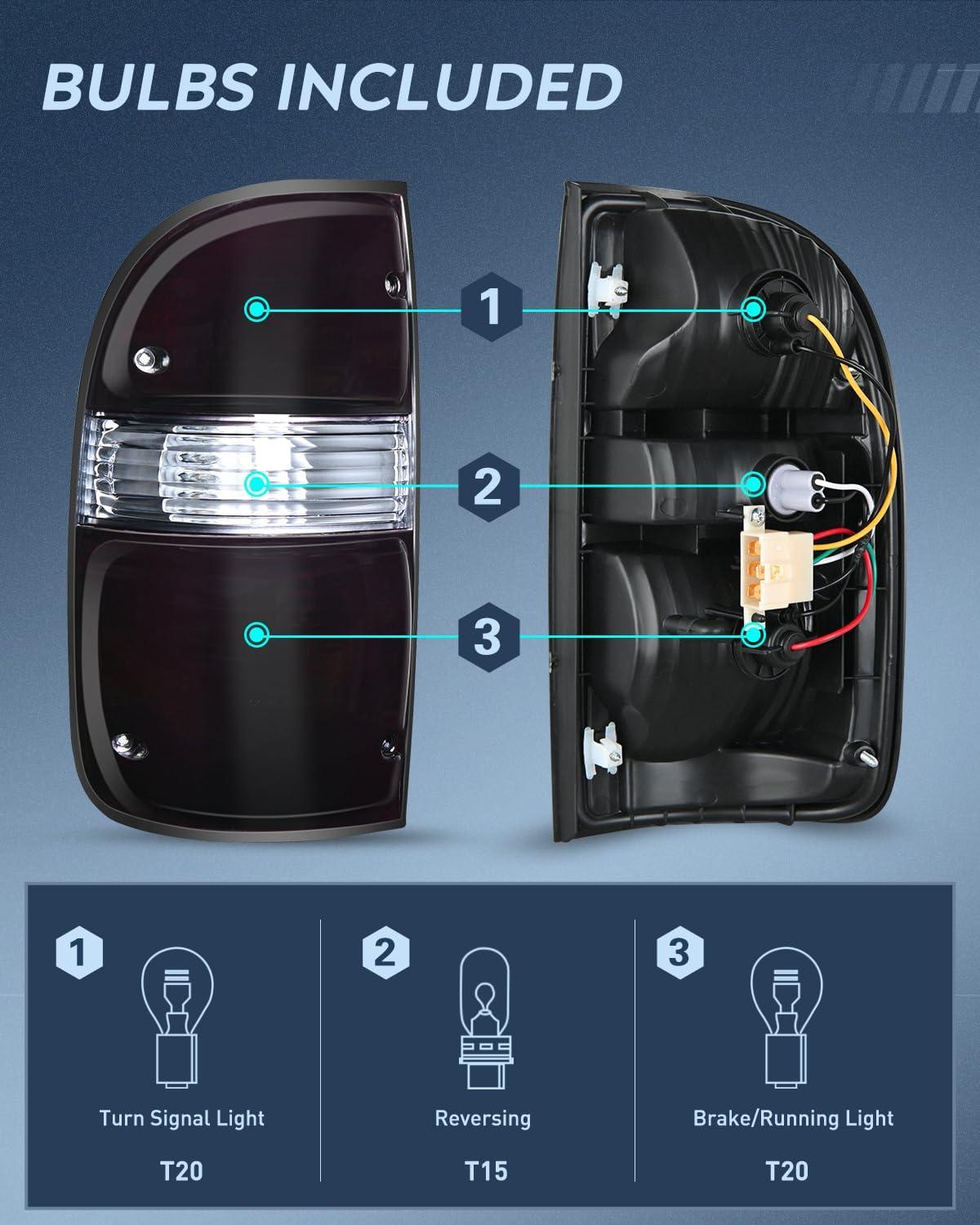 imageNilight Taillight Assembly Compatible with 2001 2002 2003 2004 Toyota Tacoma Rear Lamp Replacement OE Style Driver SideDark RedPair