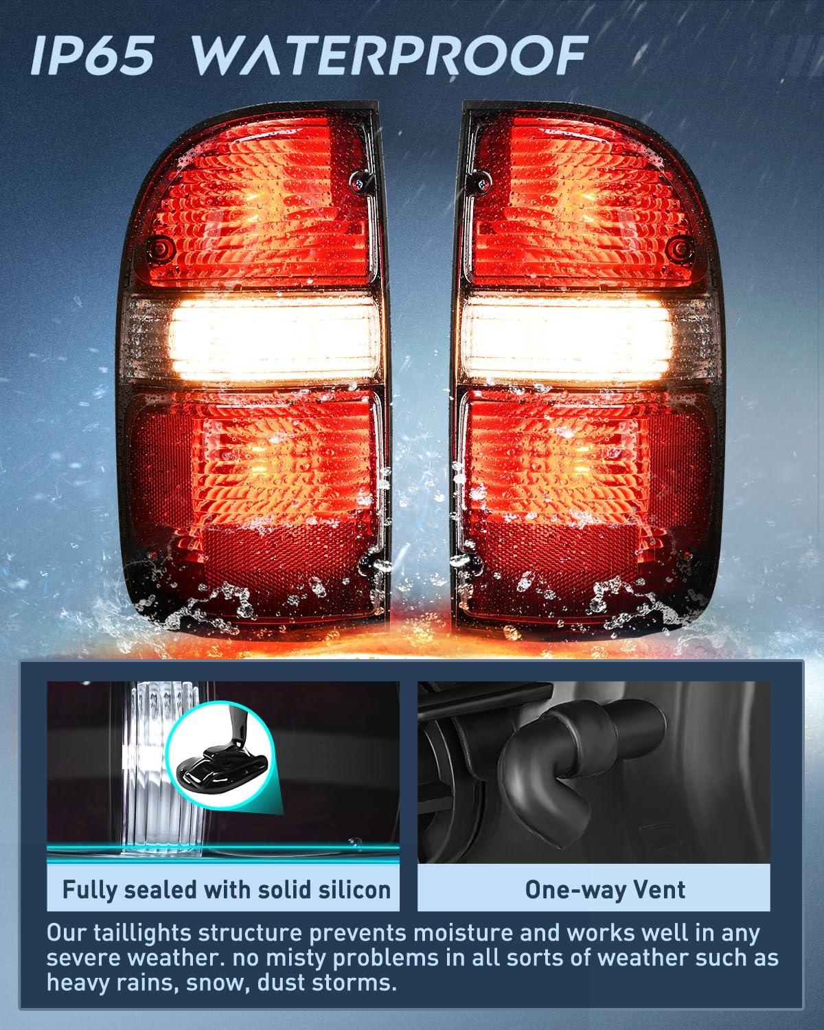 imageNilight Taillight Assembly Compatible with 2001 2002 2003 2004 Toyota Tacoma Rear Lamp Replacement OE Style Driver SideDark RedPair