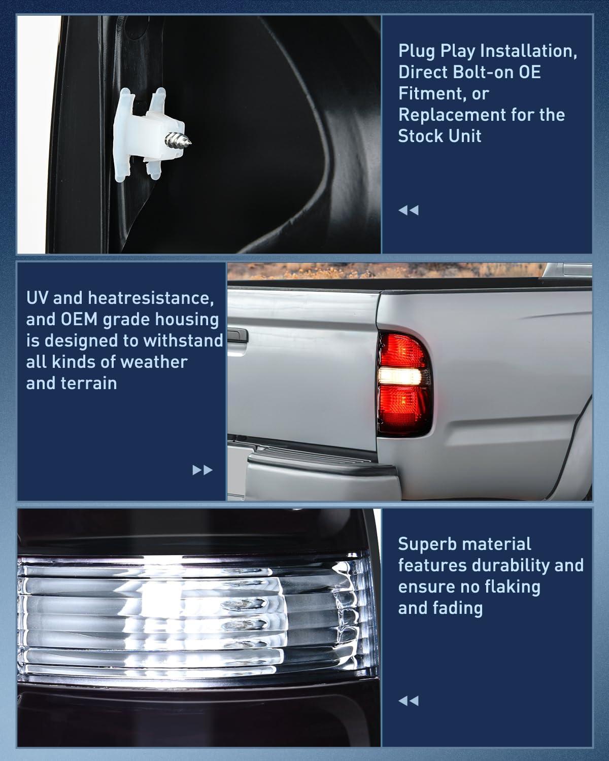 imageNilight Taillight Assembly Compatible with 2001 2002 2003 2004 Toyota Tacoma Rear Lamp Replacement OE Style Driver SideDark RedPassenger