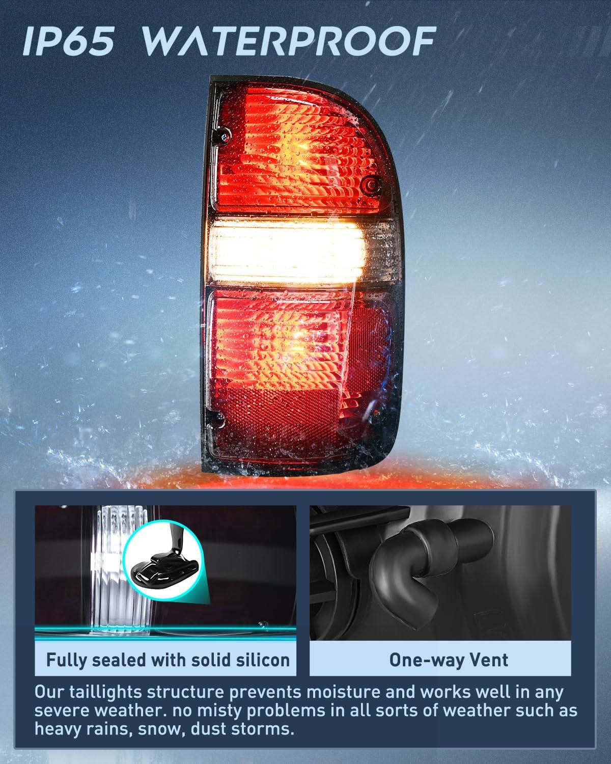 imageNilight Taillight Assembly Compatible with 2001 2002 2003 2004 Toyota Tacoma Rear Lamp Replacement OE Style Driver SideDark RedPassenger