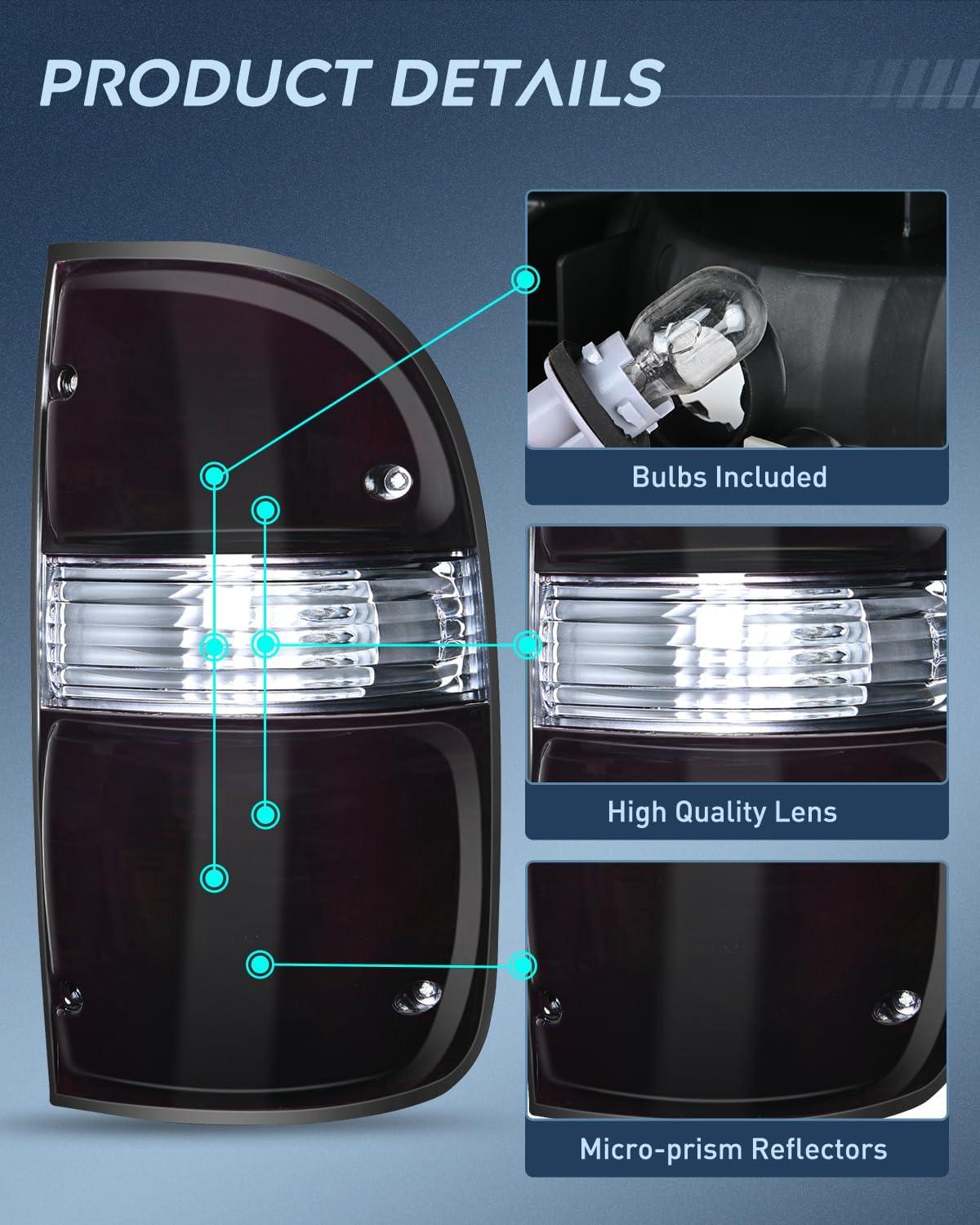 imageNilight Taillight Assembly Compatible with 2001 2002 2003 2004 Toyota Tacoma Rear Lamp Replacement OE Style Driver SideDark RedPassenger