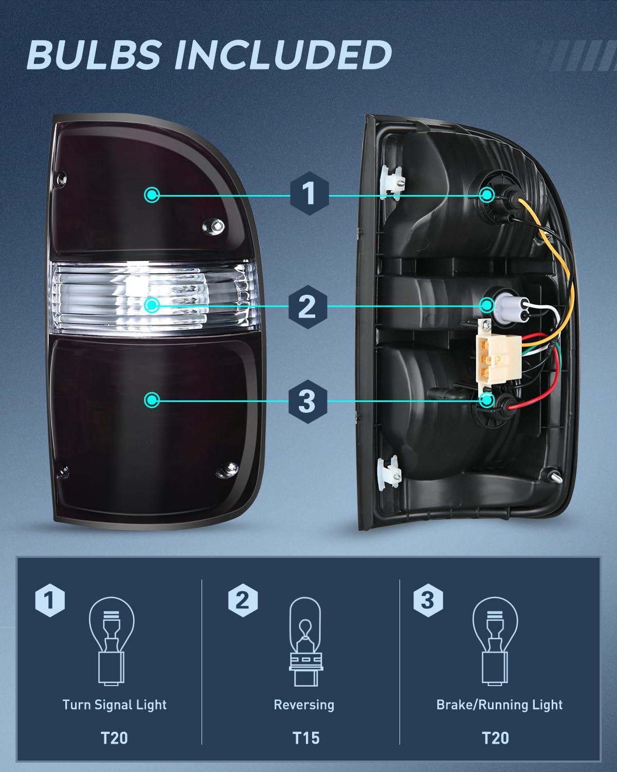 imageNilight Taillight Assembly Compatible with 2001 2002 2003 2004 Toyota Tacoma Rear Lamp Replacement OE Style Driver SideDark RedPassenger