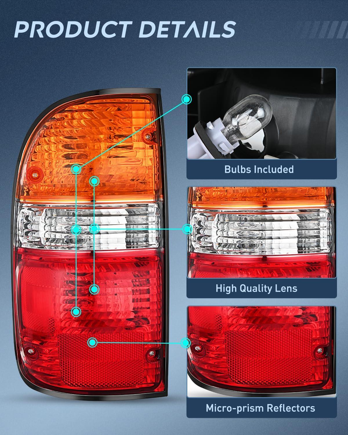imageNilight Taillight Assembly Compatible with 2001 2002 2003 2004 Toyota Tacoma Rear Lamp Replacement OE Style Driver SideDriver Side