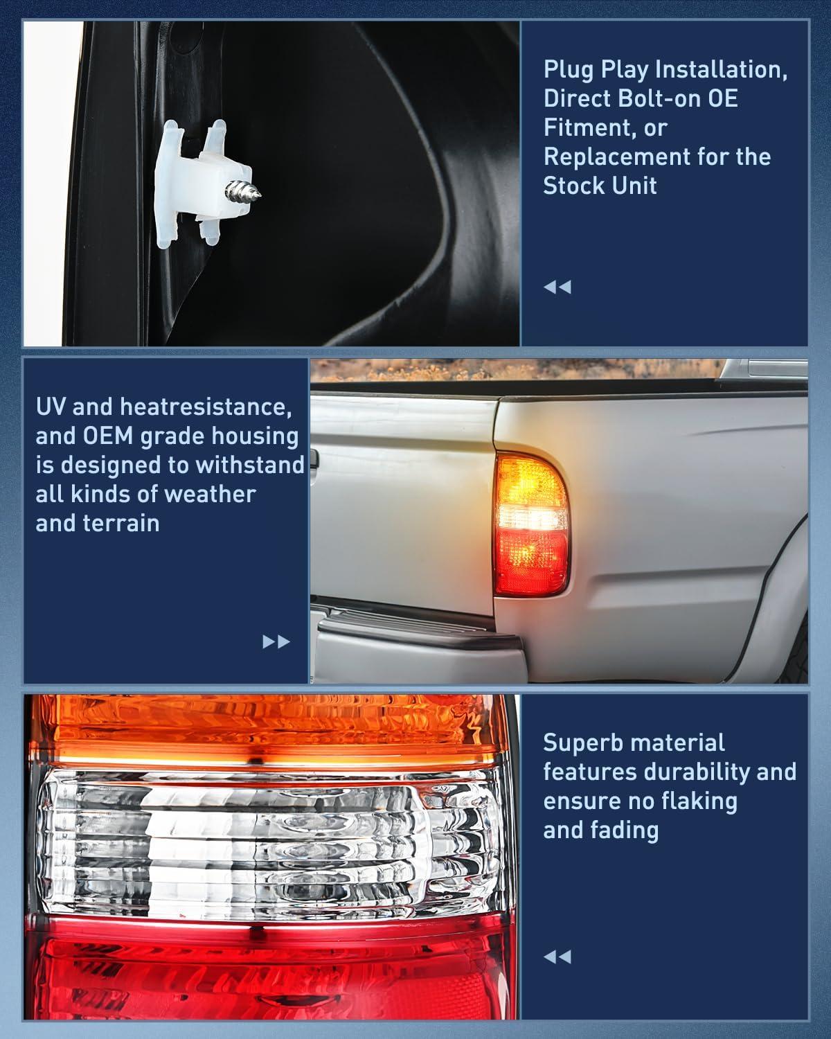 imageNilight Taillight Assembly Compatible with 2001 2002 2003 2004 Toyota Tacoma Rear Lamp Replacement OE Style Driver SidePassenger Side