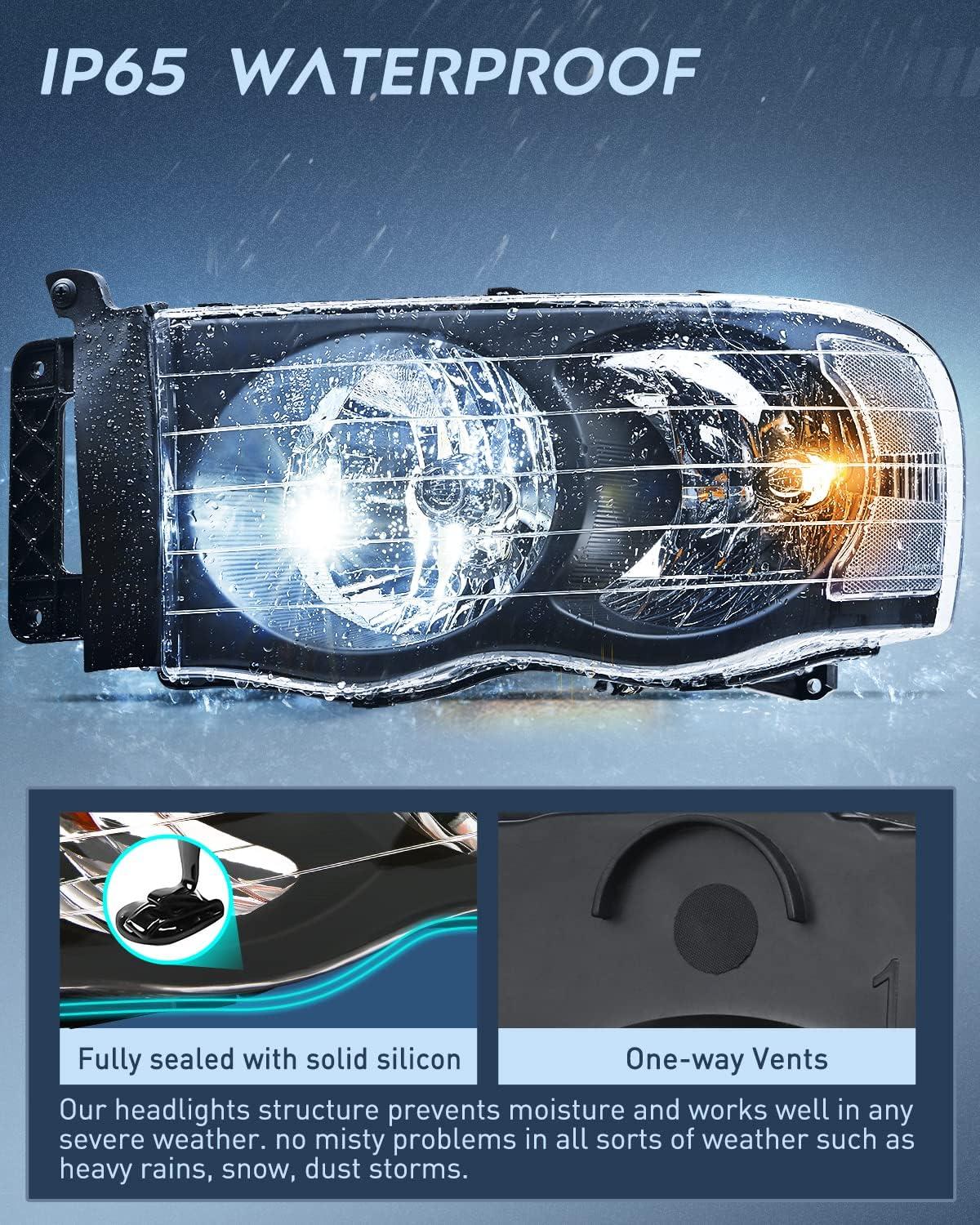 imageNilight Taillight Assembly Compatible with 2002 2003 2004 2005 2006 Dodge Ram 1500 2500 3500 Rear Lamp Replacement OE Style Driver SideBlack Housing  Clear Reflector