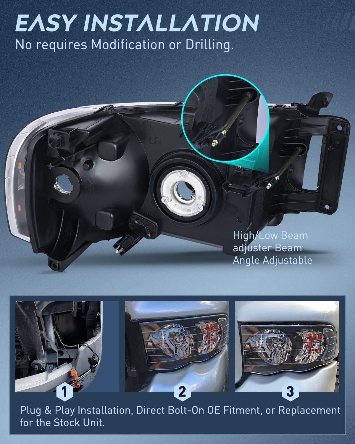 imageNilight Taillight Assembly Compatible with 2002 2003 2004 2005 2006 Dodge Ram 1500 2500 3500 Rear Lamp Replacement OE Style Driver SideBlack Housing  Clear Reflector