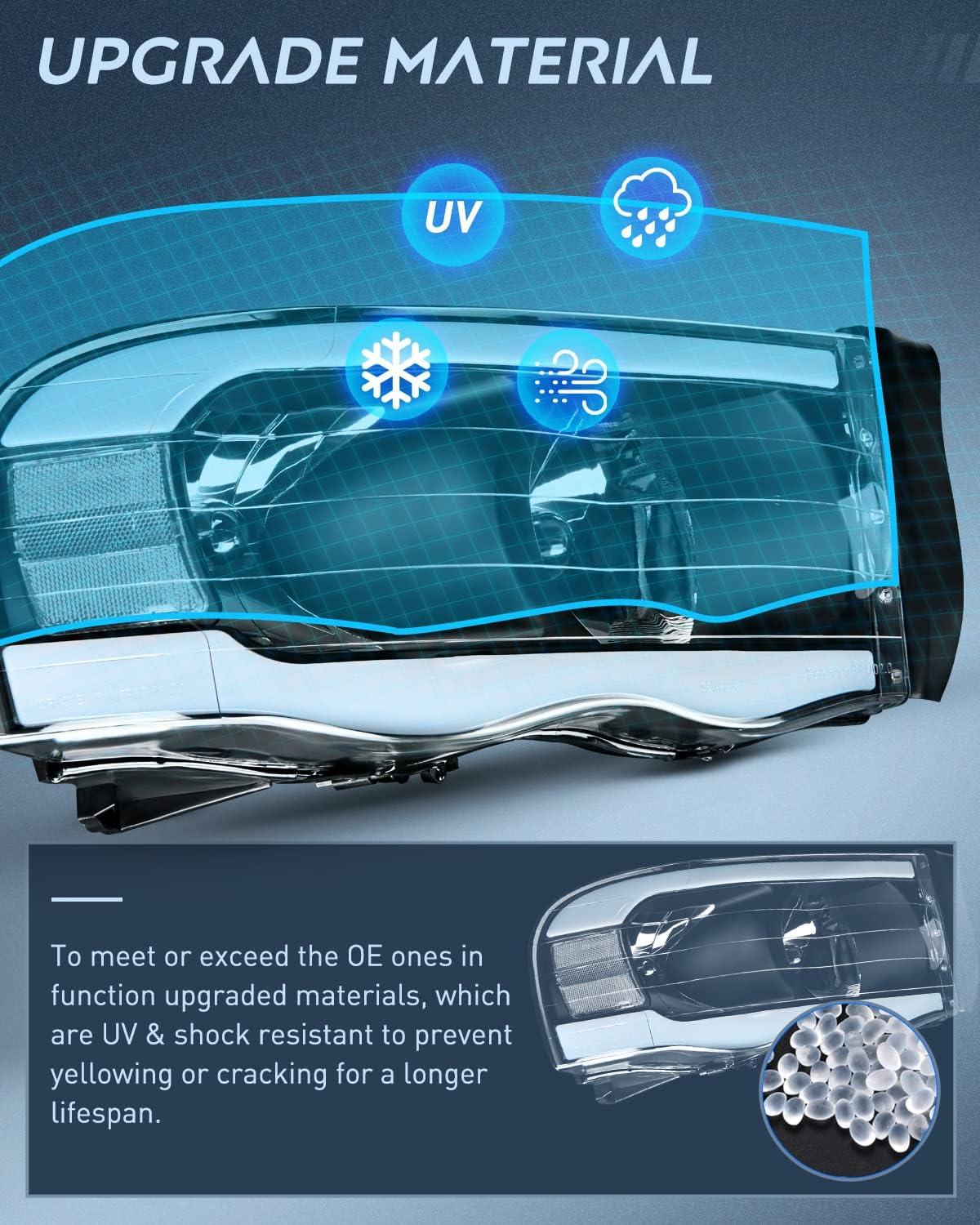 imageNilight Taillight Assembly Compatible with 2002 2003 2004 2005 2006 Dodge Ram 1500 2500 3500 Rear Lamp Replacement OE Style Driver SideBlack Housing  Clear Reflector DRL