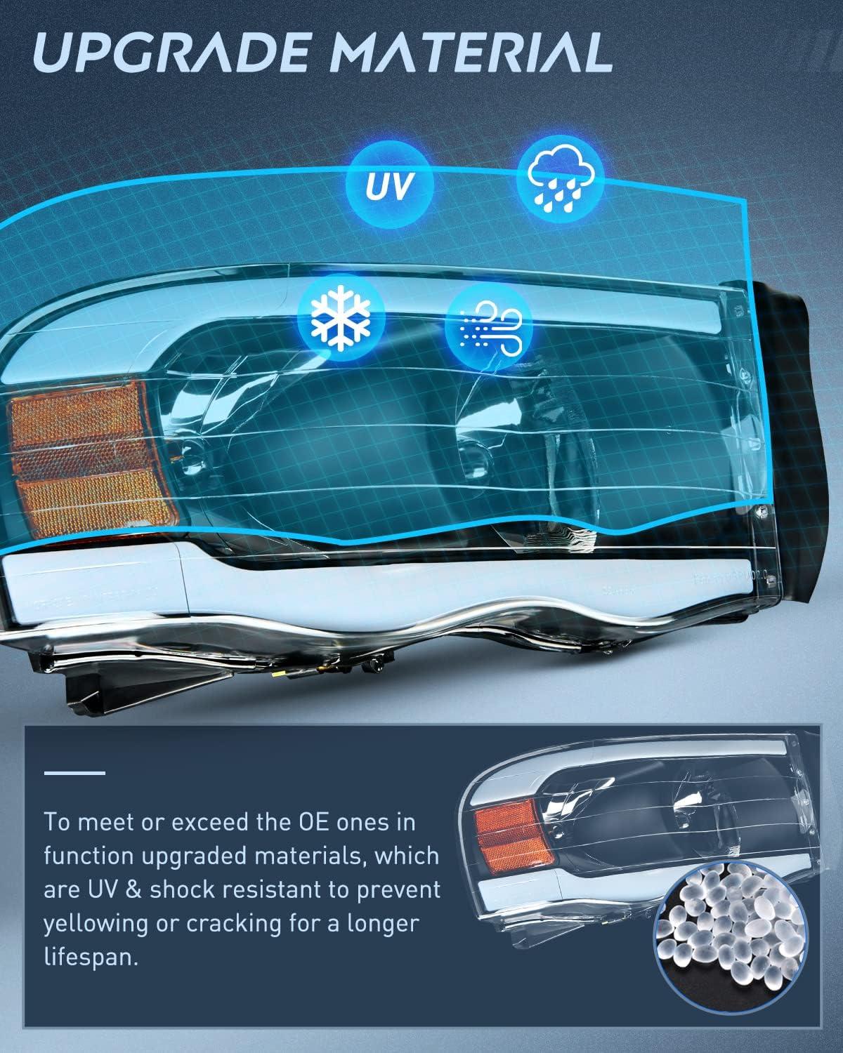 imageNilight Taillight Assembly Compatible with 2002 2003 2004 2005 2006 Dodge Ram 1500 2500 3500 Rear Lamp Replacement OE Style Driver SideBlack Housing  Amber Reflector DRL