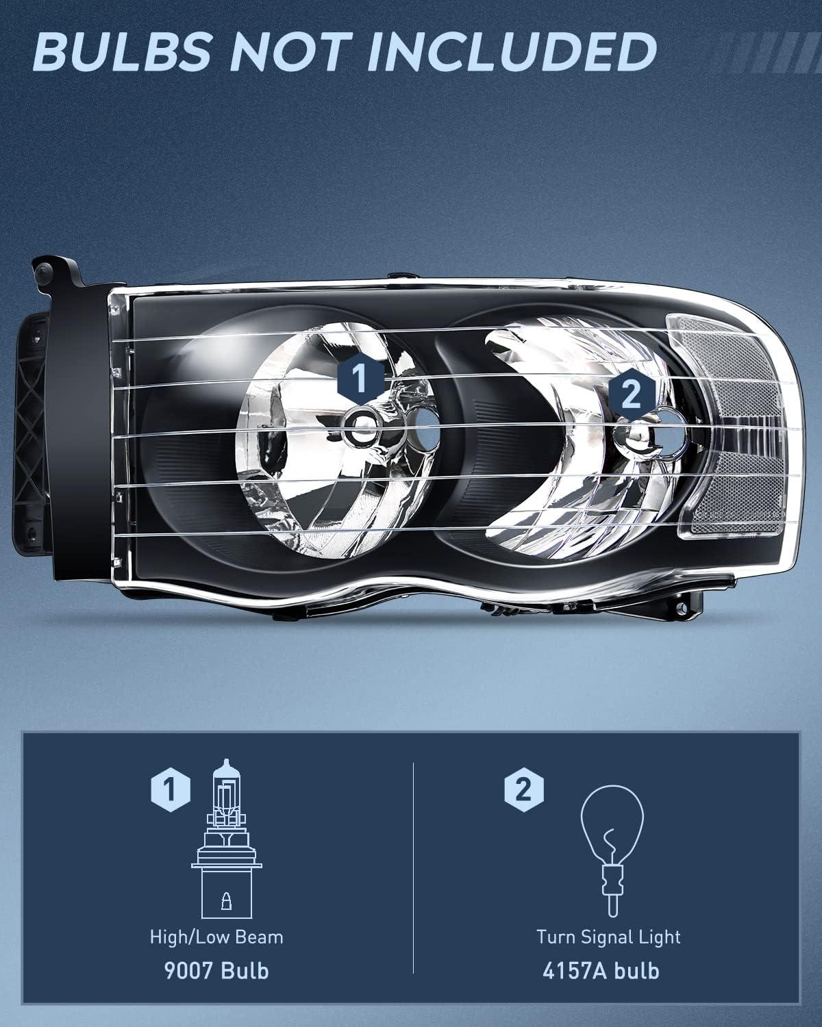 imageNilight Taillight Assembly Compatible with 2002 2003 2004 2005 2006 Dodge Ram 1500 2500 3500 Rear Lamp Replacement OE Style Driver SideBlack Housing  Clear Reflector