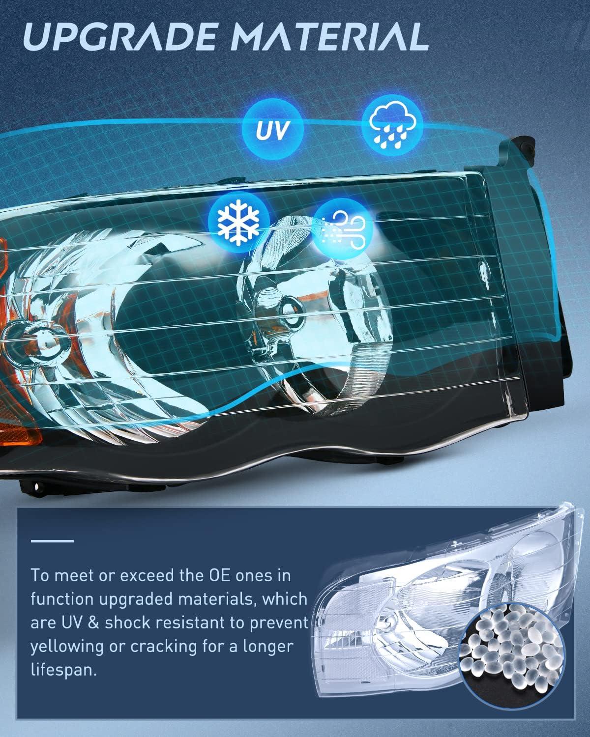 imageNilight Taillight Assembly Compatible with 2002 2003 2004 2005 2006 Dodge Ram 1500 2500 3500 Rear Lamp Replacement OE Style Driver SideBlack Housing  Amber Reflector