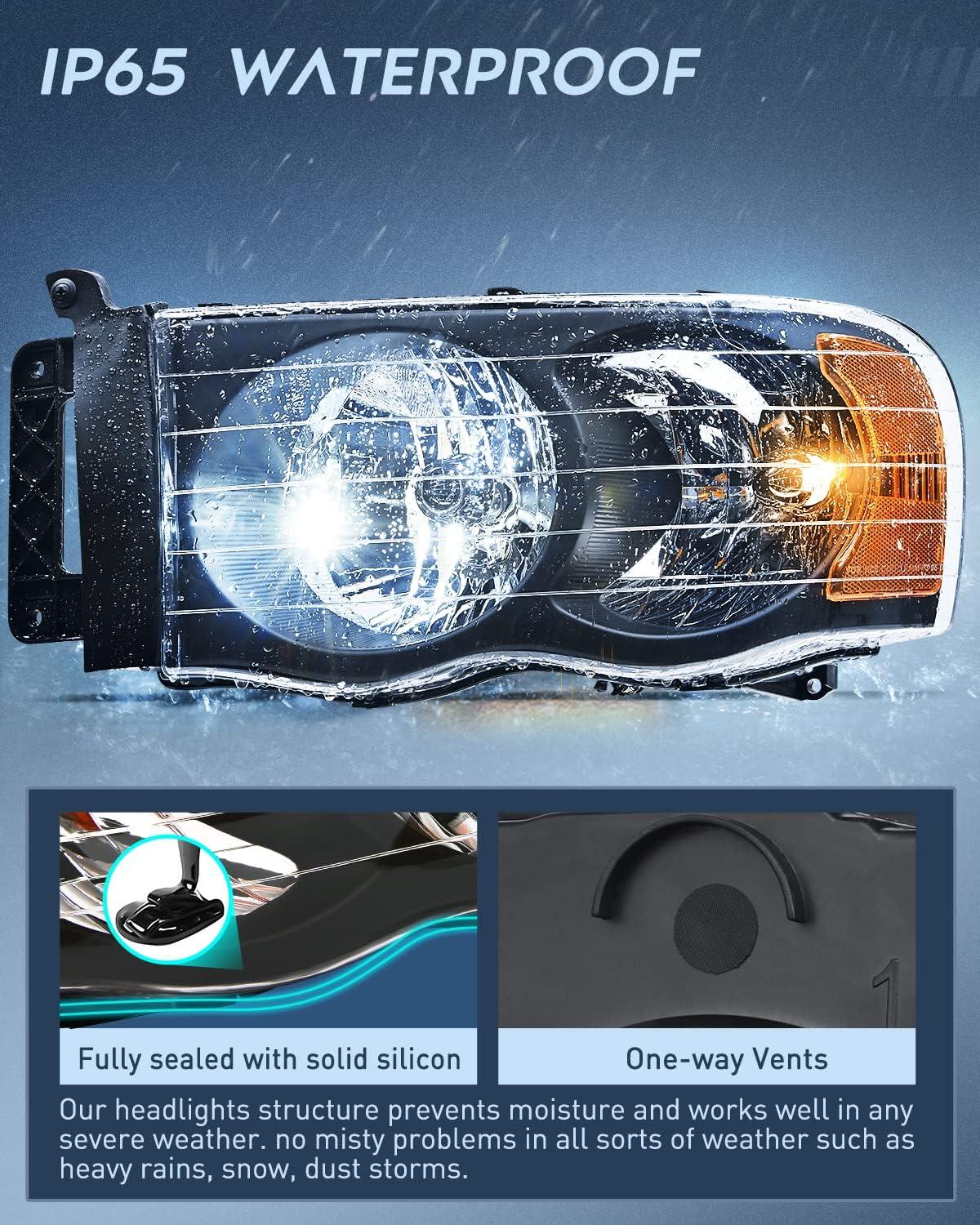 imageNilight Taillight Assembly Compatible with 2002 2003 2004 2005 2006 Dodge Ram 1500 2500 3500 Rear Lamp Replacement OE Style Driver SideBlack Housing  Amber Reflector