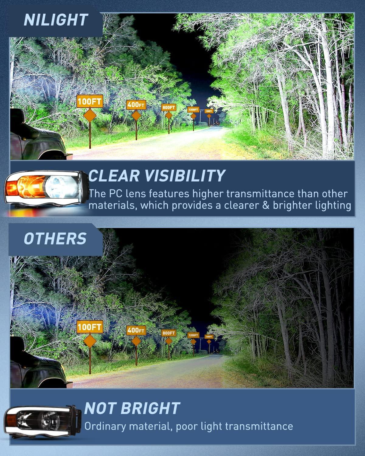 imageNilight Taillight Assembly Compatible with 2002 2003 2004 2005 2006 Dodge Ram 1500 2500 3500 Rear Lamp Replacement OE Style Driver SideBlack Housing  Amber Reflector DRL