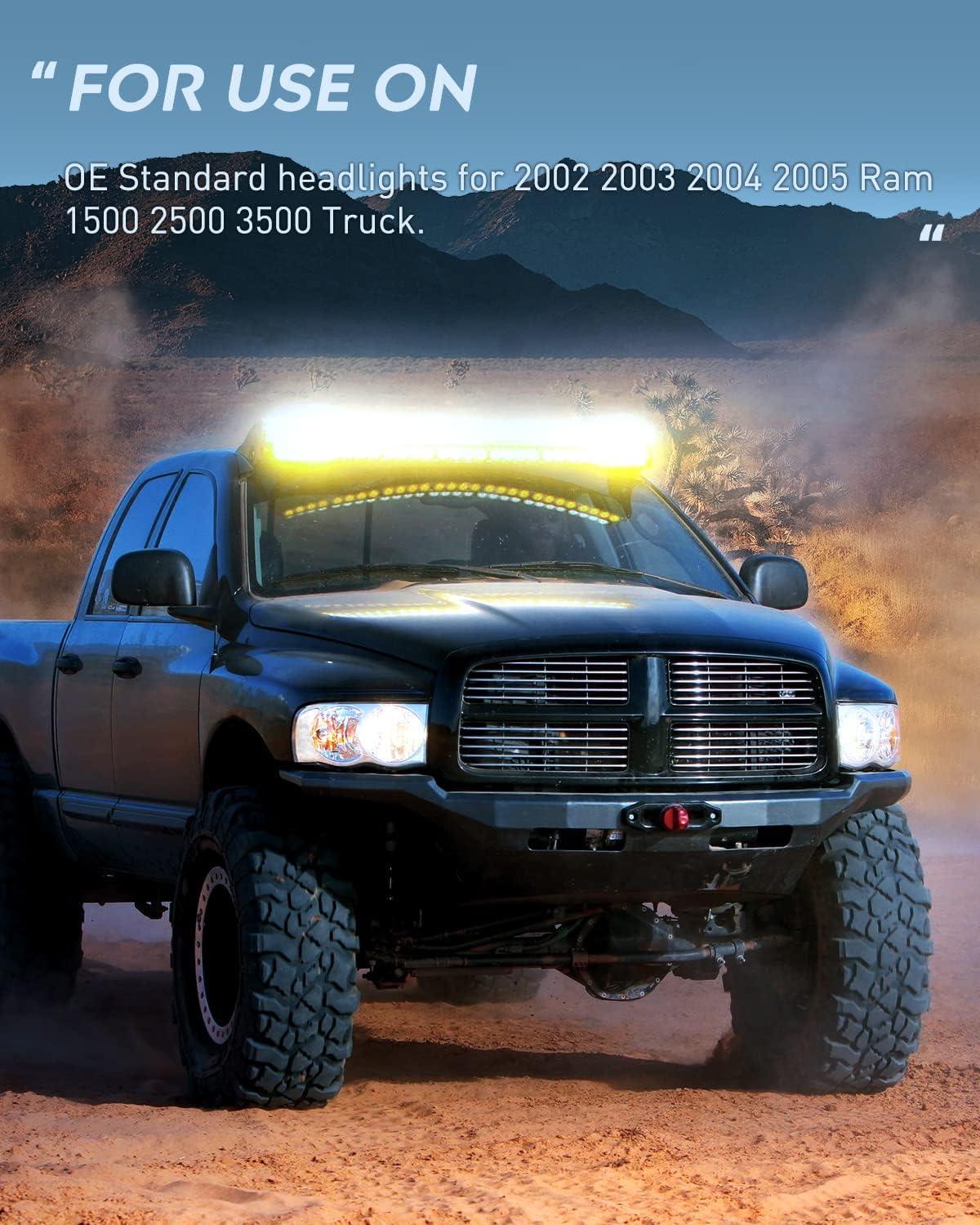 imageNilight Taillight Assembly Compatible with 2002 2003 2004 2005 2006 Dodge Ram 1500 2500 3500 Rear Lamp Replacement OE Style Driver SideChrome Housing Clear Reflector