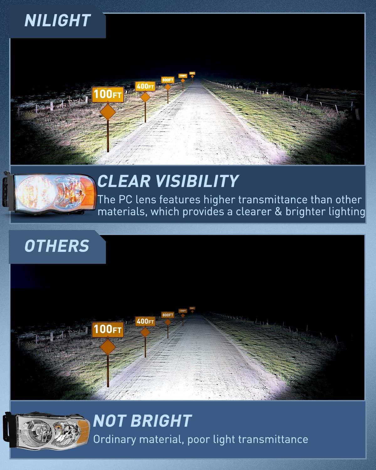 imageNilight Taillight Assembly Compatible with 2002 2003 2004 2005 2006 Dodge Ram 1500 2500 3500 Rear Lamp Replacement OE Style Driver SideChrome Housing  Amber Reflector