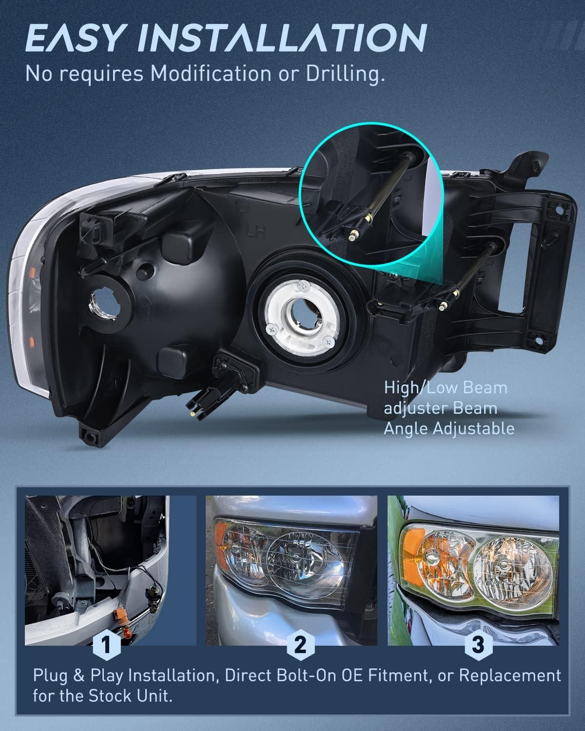 imageNilight Taillight Assembly Compatible with 2002 2003 2004 2005 2006 Dodge Ram 1500 2500 3500 Rear Lamp Replacement OE Style Driver SideChrome Housing  Amber Reflector