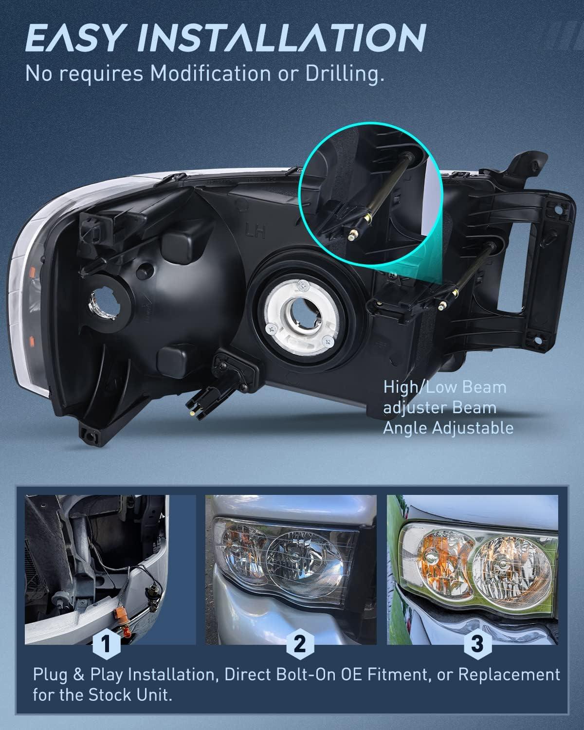 imageNilight Taillight Assembly Compatible with 2002 2003 2004 2005 2006 Dodge Ram 1500 2500 3500 Rear Lamp Replacement OE Style Driver SideChrome Housing Clear Reflector