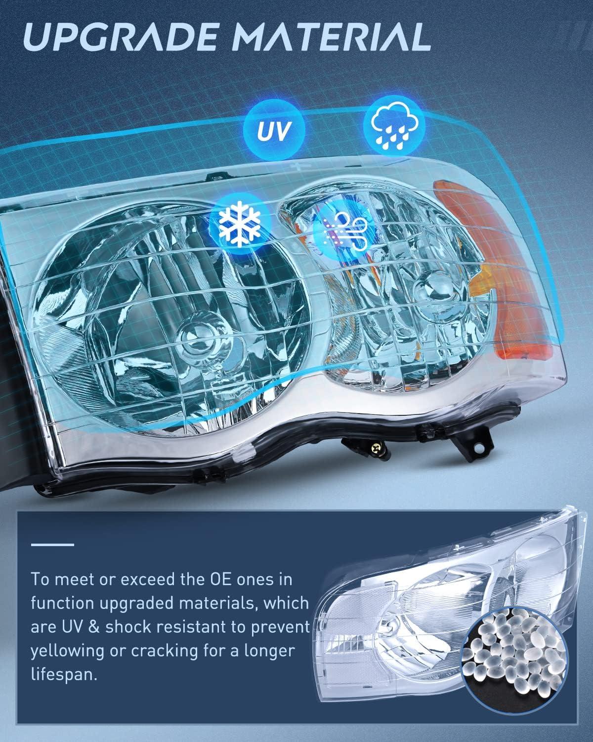 imageNilight Taillight Assembly Compatible with 2002 2003 2004 2005 2006 Dodge Ram 1500 2500 3500 Rear Lamp Replacement OE Style Driver SideChrome Housing  Amber Reflector