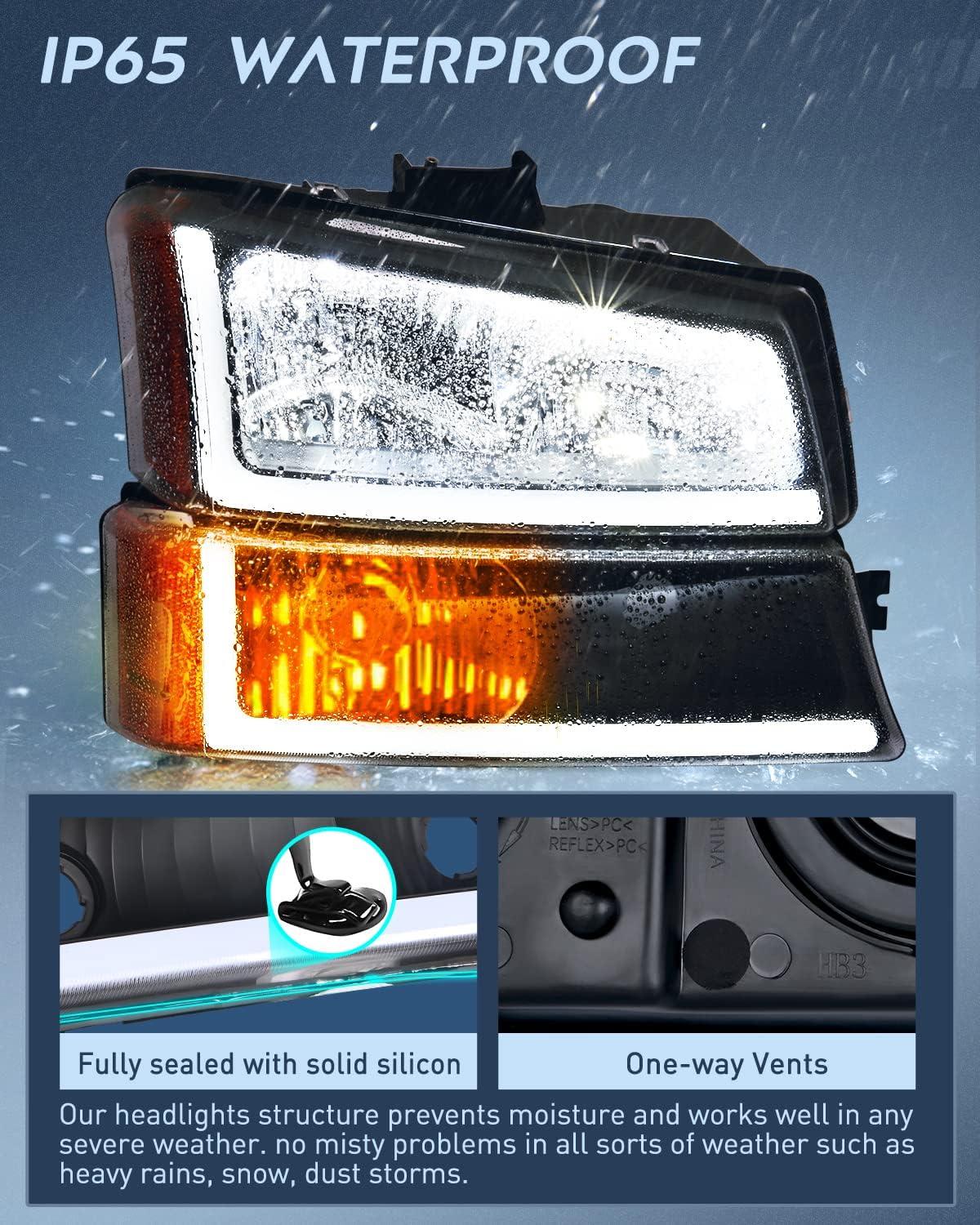 imageNilight Taillight Assembly Compatible with 2003 2004 2005 2006 Chevy Silverado 1500 1500HD 2500 2500HD 3500 2007 Chevrolet Classic OE Style Taillight Rear Lamp Driver and Passenger Side wBulbsBlack Housing  Amber Reflector DRL