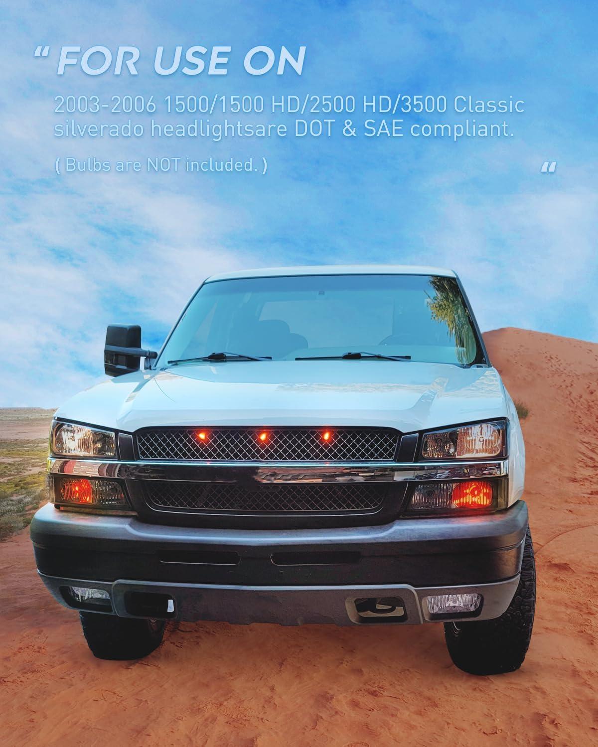 imageNilight Taillight Assembly Compatible with 2003 2004 2005 2006 Chevy Silverado 1500 1500HD 2500 2500HD 3500 2007 Chevrolet Classic OE Style Taillight Rear Lamp Driver and Passenger Side wBulbsSmoke Chrome Housing Clear Reflector